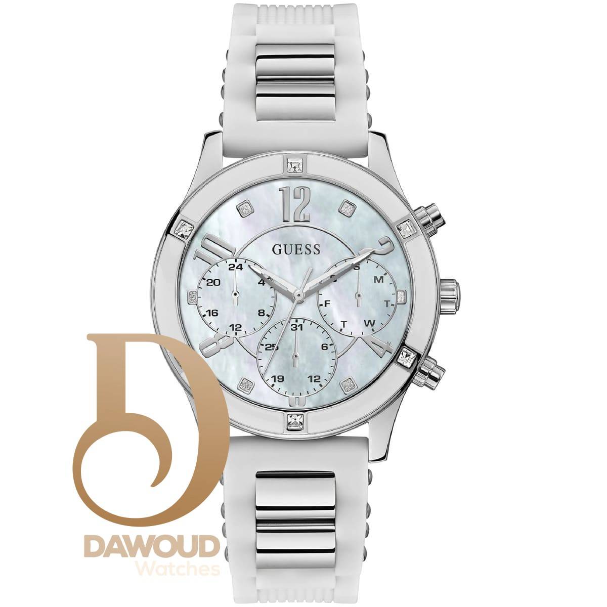 w1234l1-guess-watch-women-white-rubber-breeze ساعة جيس للنساء W1234L1 - Image 1