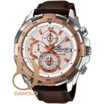 ساعة كاسيو اديفيس رجالية جلد بنى كرونوغراف