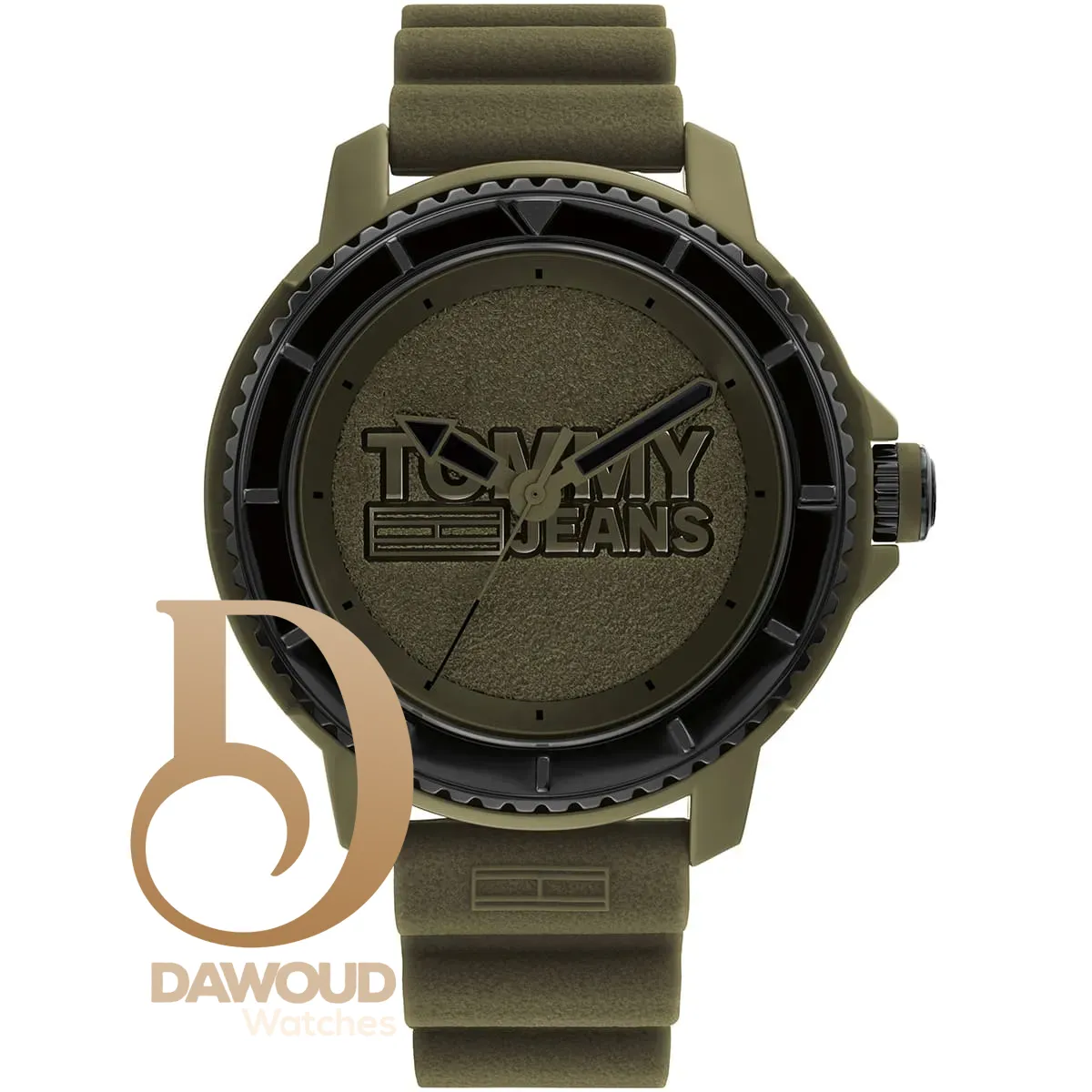 1792002-tommy-hilfiger-watch-jeans-men-green-dial-rubber-strap-quartz-battery-analog-three-hand-tokyo ساعة تومي هيلفيغر للرجال 1792002 - الصورة 1