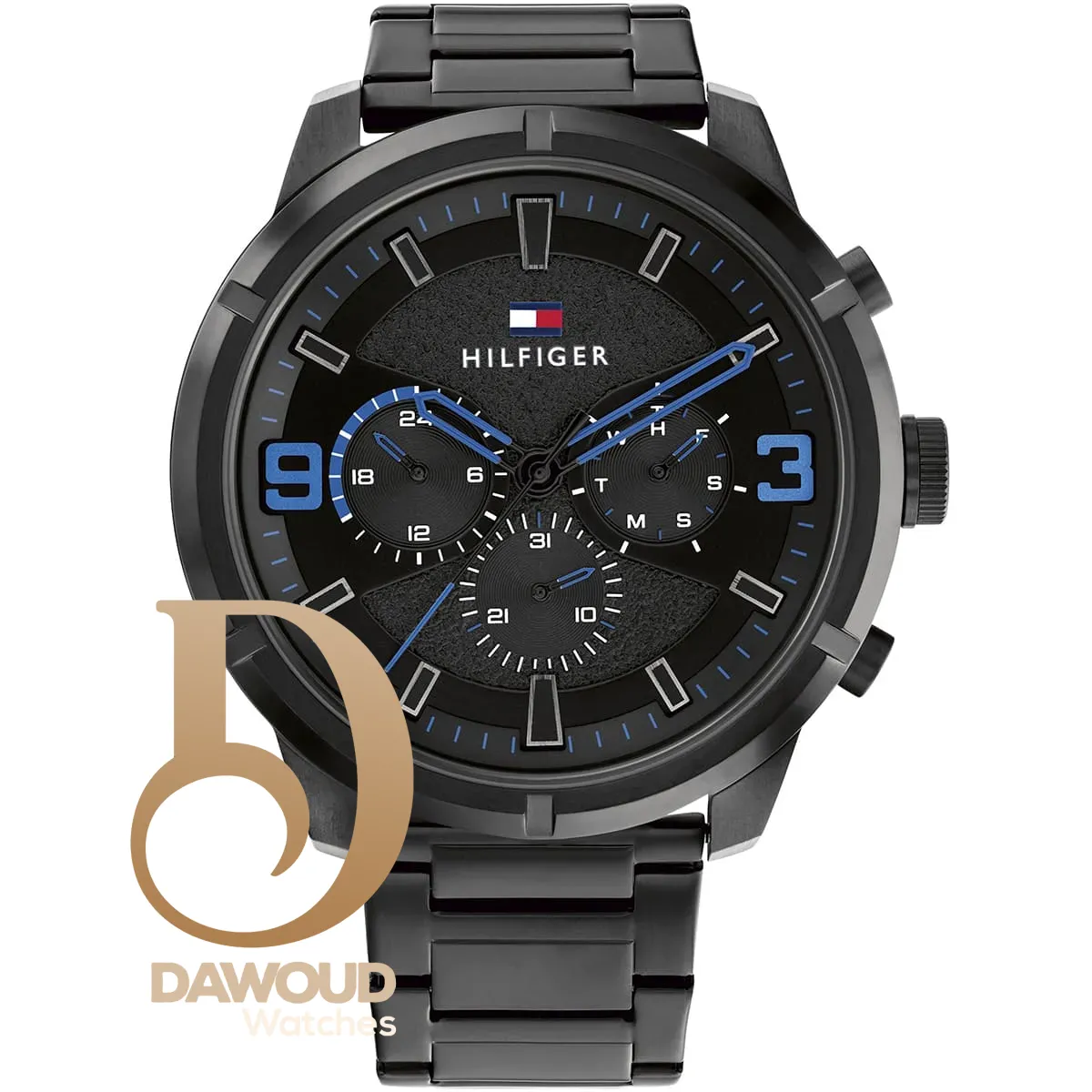 1792070-tommy-hilfiger-watch-men-black-dial-metal-stainless-steel-strap-quartz-battery-analog-wild ساعة تومي هيلفيغر للرجال 1792070 - Image 1