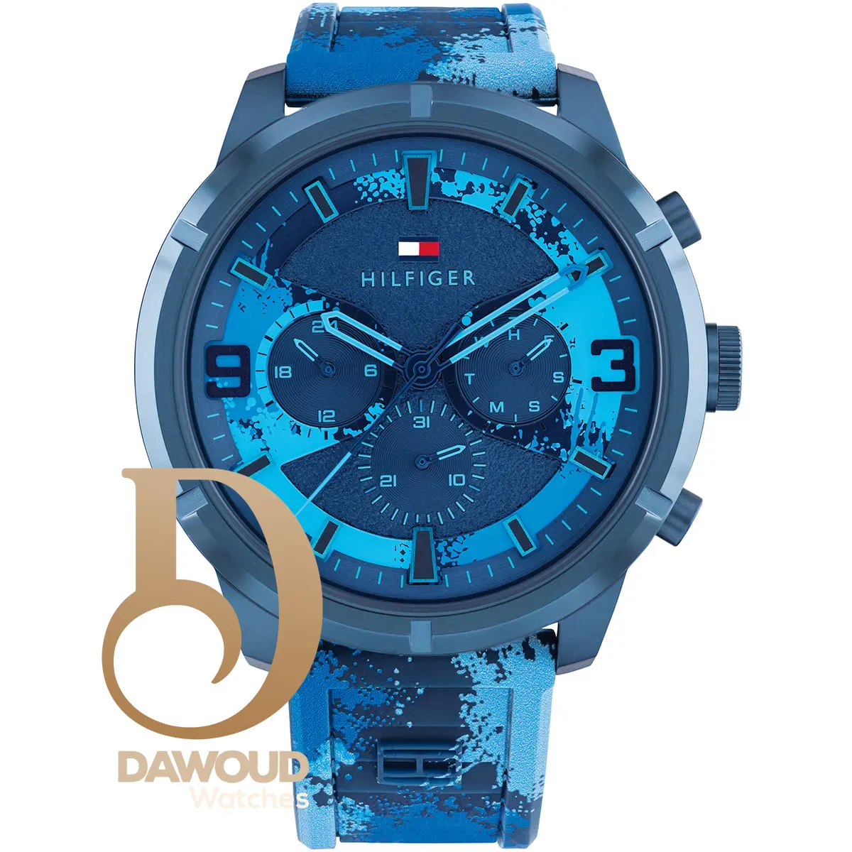 1792073-tommy-hilfiger-watch-men-blue-dial-rubber-strap-quartz-battery-analog-wild ساعة تومي هيلفيغر للرجال 1792073 - Image 1