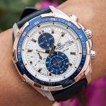 ⁦ساعة جلد ازرق كاسيو اديفيس رجالية كرونوغراف⁩ - الصورة ⁦5⁩