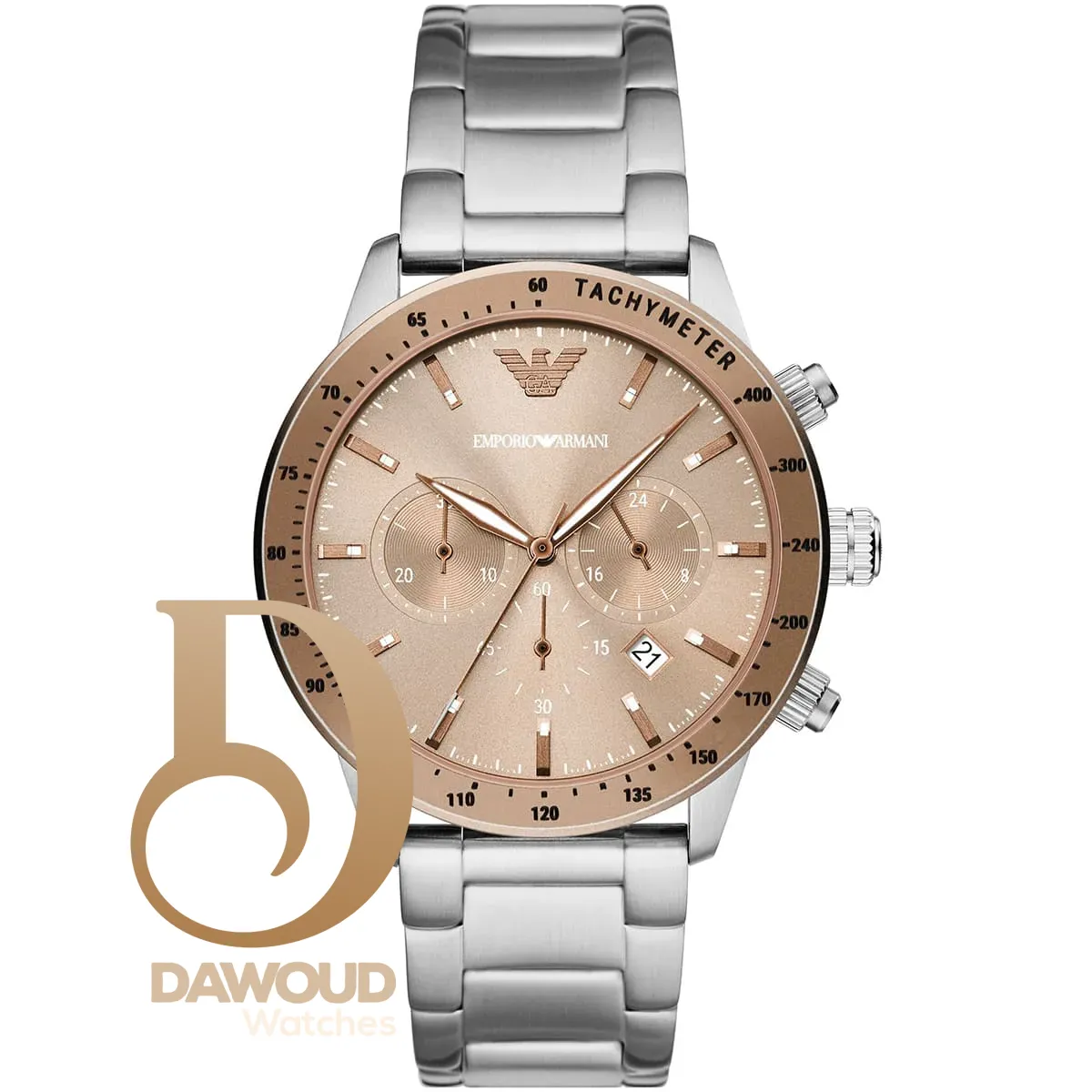 ar11352-emporio-armani-watch-men-rose-gold-dial-stainless-steel-metal-silver-strap-quartz-battery-analog-chronograph-mario ساعة امبوريو ارماني للرجال AR11352 - Image 1