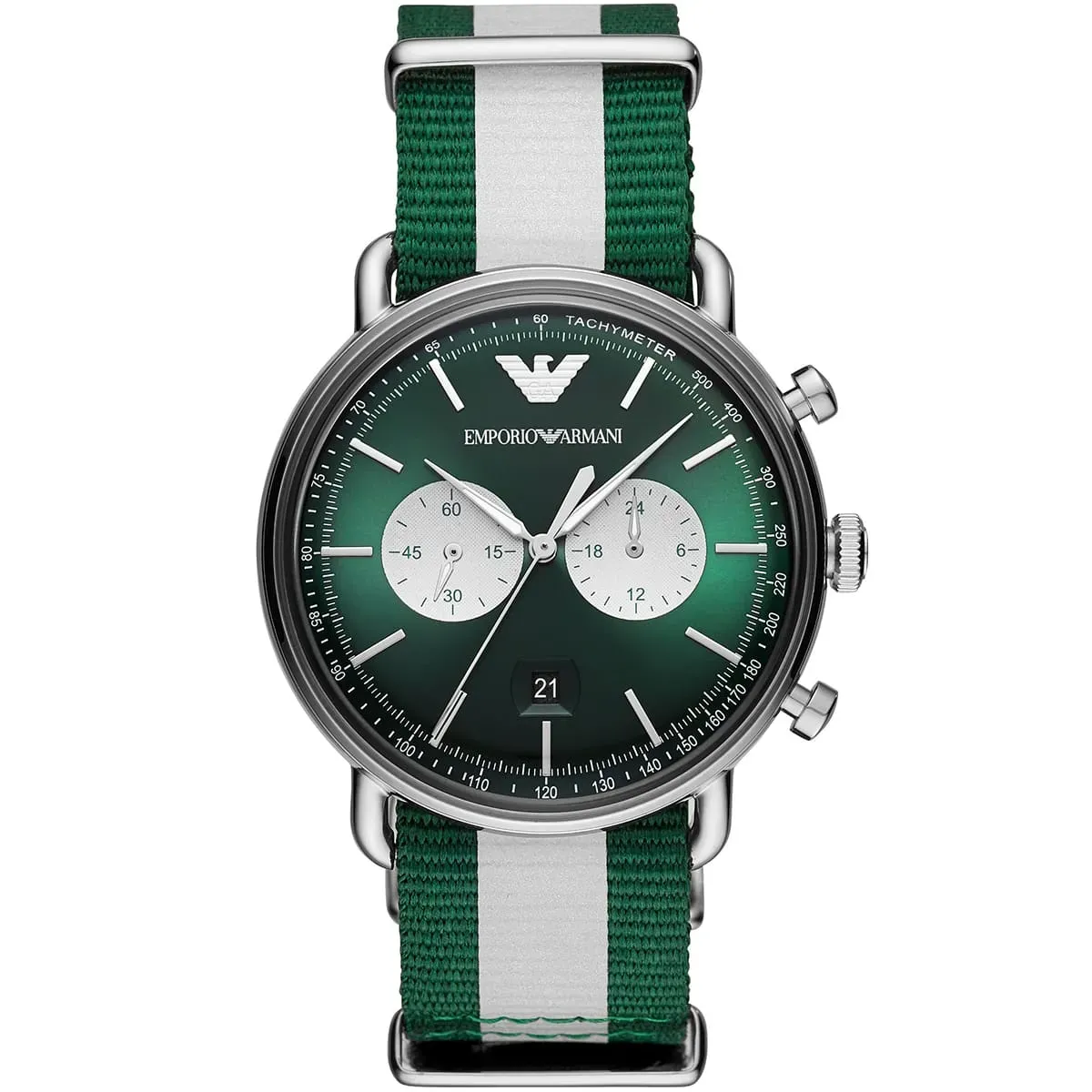 ar11221-emporio-armani-watch-men-green-dial-fibers-strap-quartz-battery-analog-chronograph-aviator ساعة امبوريو ارماني للرجال AR11221 - Image 1