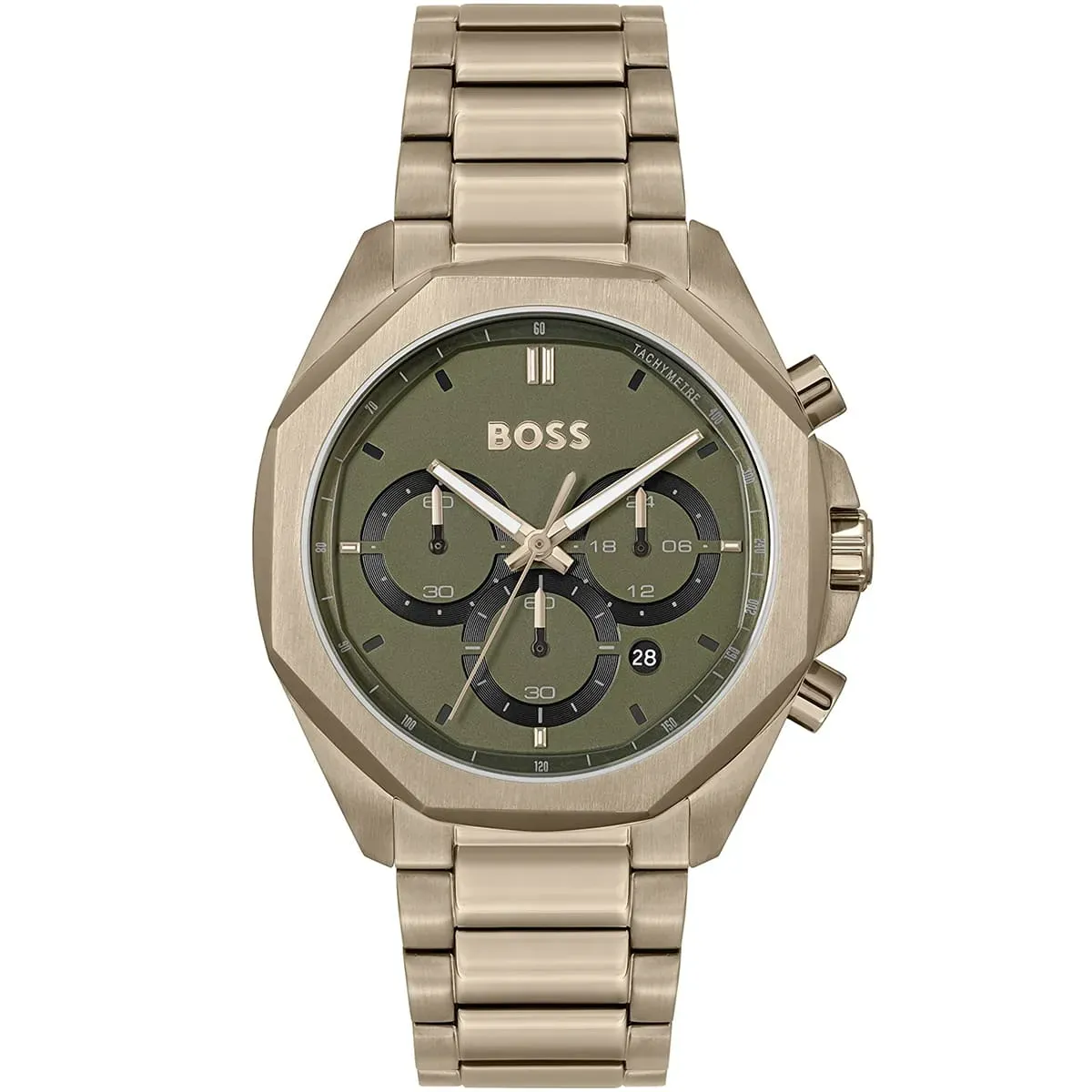 1514019 hugo boss watch men gray dial metal stainless bronze strap quartz battery analog chronograph cloud