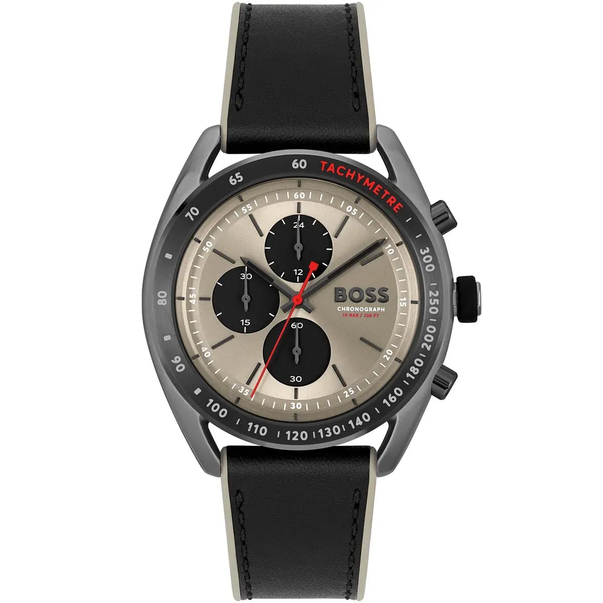 1514024 hugo boss watch chronograph 10bar 330ft men gray dial rubber black strap quartz battery analog centre court