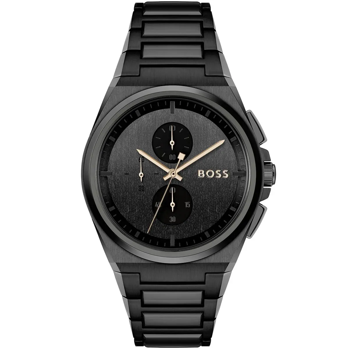 1514068 hugo boss watch men black dial metal stainless strap quartz battery analog chronograph steer