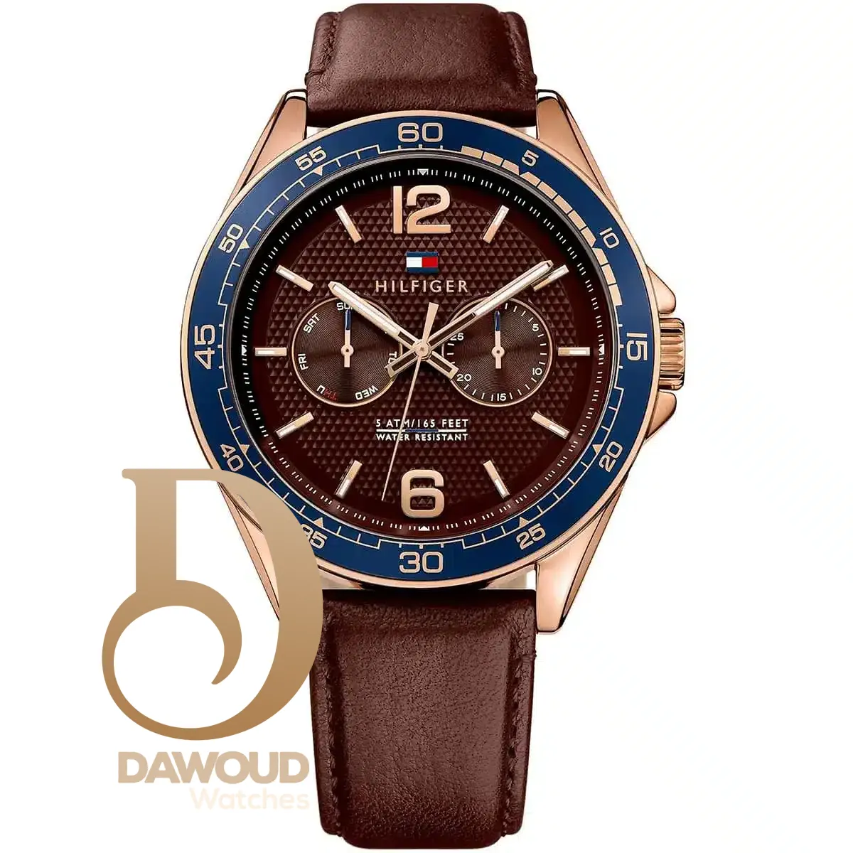1791367-tommy-hilfiger-watch-men-brown-dial-leather-brown-strap-quartz-analog-monthly-weekly-date-5atm165feet-water-resistant-erik ساعة تومي هيلفيغر للرجال 1791367 - Image 1