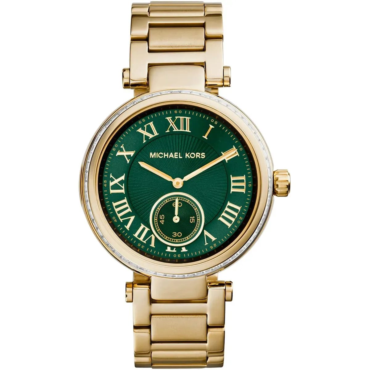 mk6065-michael-kors-watch-women-green-dial-metal-stainless-steel-gold-strap-quartz-battery-analog-three-hand-skylar ساعة مايكل كورس للسيدات MK6065 - الصورة 1