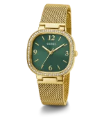 ساعة جيس كوارتز بمينا خضراء وسوار شبكي ذهبي للنساء - GW0354L5