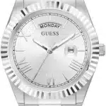 GUESS Watch for Men, Japanese Quartz Movement, Analog Display, Silver Stainless Steel Strap-GW0265G6