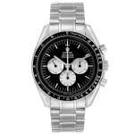 ساعه من007 OMEGA تعمل بعدادات بلون اسود وسير فضي من الستانليس ستيل