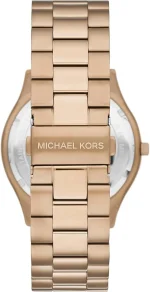 ⁦Michael Kors MK9122 - Slim Runway Three-Hand Beige Gold-Tone Stainless Steel Watch⁩ - الصورة ⁦3⁩