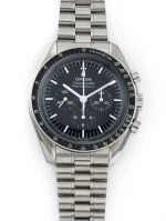 ⁦ساعه من007 OMEGA تعمل بعدادات بلون اسود وسير فضي من الستانليس ستيل⁩ - الصورة ⁦6⁩