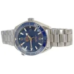 ساعه من007 OMEGA بلون مينا كحلي وسير فضي من الستانليس ستيل - Image 4