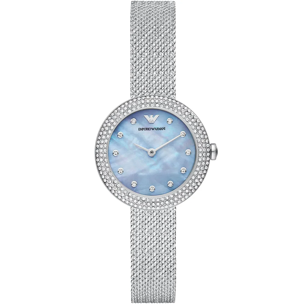 ar11380-emporio-armani-watch-women-mother-of-pearl-blue-dial-stainless-steel-metal-silver-strap-quartz-battery-analog-rosa ساعة امبوريو ارماني للنساء AR11380 - الصورة 1