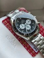 ساعه من007 OMEGA تعمل بعدادات بلون اسود وسير فضي من الستانليس ستيل - Image 5
