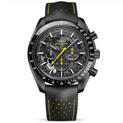 ساعه من OMEGA 007 تعمل بعدادات بلون اسود وسير جلد اسود