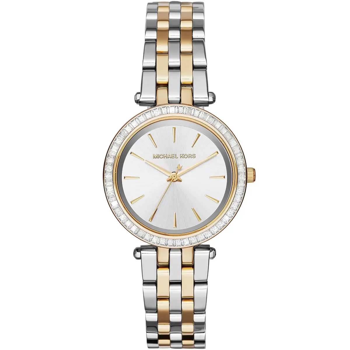 mk3405-michael-kors-watch-women-silver-dial-metal-stainless-steel-gold-strap-quartz-battery-analog-three-hand-darci-mini ساعة مايكل كورس للنساء MK3405 - Image 1