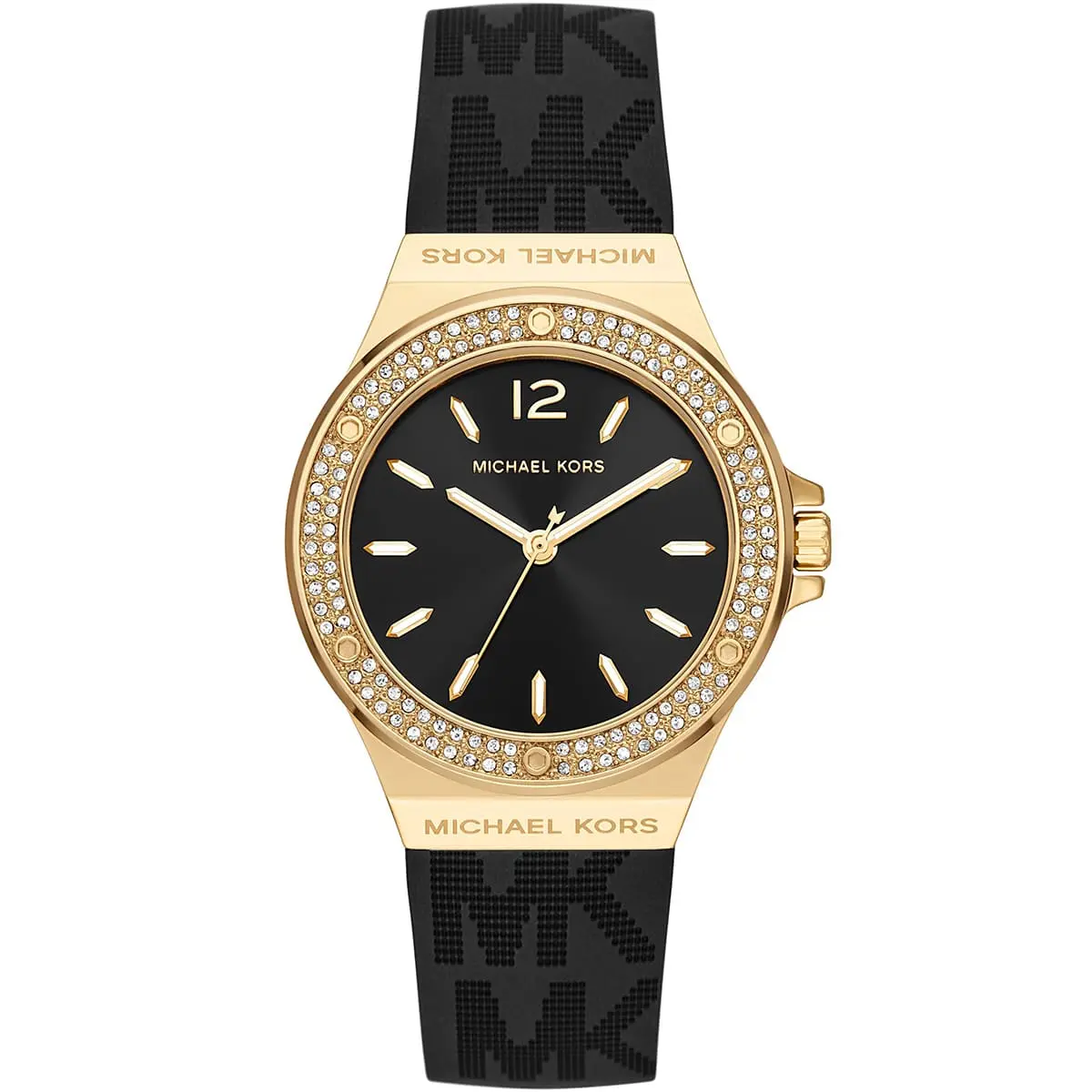 mk7281-michael-kors-watch-women-black-dial-rubber-strap-quartz-battery-analog-three-hand-crystals-lennox ساعة مايكل كورس للنساء MK7281 - الصورة 1