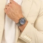 ⁦BOSS Candor Chrono Qtz Fashion Chrono Blue Round Dial Men's Watch|Ionic Plated Grey Steel Material|Grey Color Band - 1514223⁩ - الصورة ⁦2⁩