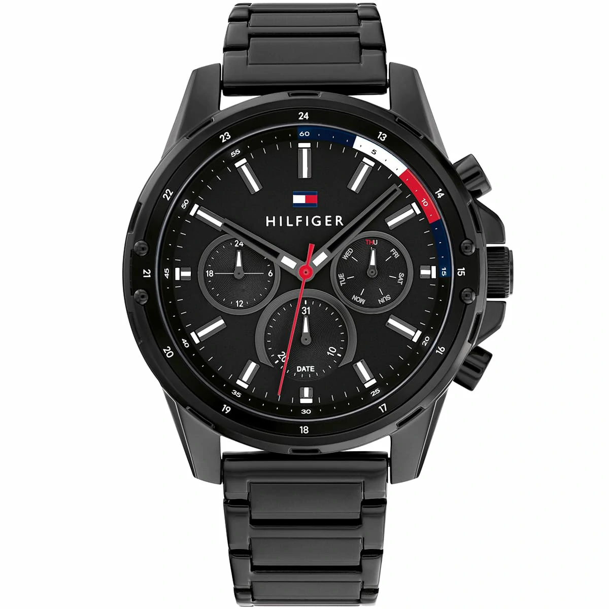 1791935-tommy-hilfiger-watch-men-black-dial-stainless-steel-metal-strap-quartz-battery-analog-monthly-weekly-date-mason-1 ساعة تومي هيلفيغر للرجال 1791935 - Image 1