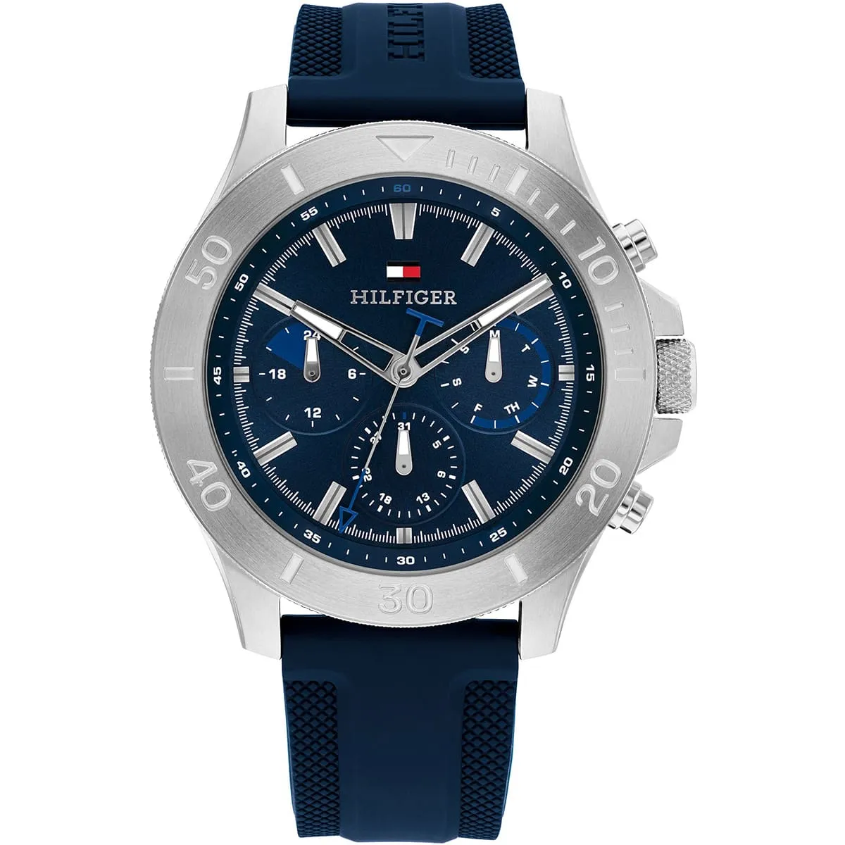 1792112-tommy-hilfiger-watch-men-blue-dial-rubber-strap-quartz-analog-bryan ساعة تومي هيلفيغر للرجال 1792112 - Image 1