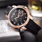 ⁦Maserati SFIDA Chronograph Black Dial Black Rubber Strap Watch For Men - R851123008⁩ - الصورة ⁦2⁩