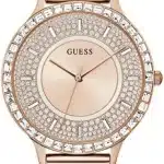 GUESS Dress Watch for Women, Quartz Movement, Analog Display, Rose Gold Stainless Steel Strap-GW0402L3