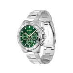 ⁦BOSS Hero Qtm Qtz Fashion Chrono Green Round Dial Men's Watch|Stainless Steel Material|Silver Color Band - 1514217⁩ - الصورة ⁦3⁩