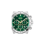 ⁦BOSS Hero Qtm Qtz Fashion Chrono Green Round Dial Men's Watch|Stainless Steel Material|Silver Color Band - 1514217⁩ - الصورة ⁦2⁩