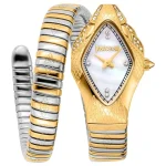 Just Cavalli Women Watch, Rose Gold Color Case, Silver Dial, Two Tone Silver & Rose Gold Color Metal Bracelet, 2 Hands, 3 ATM