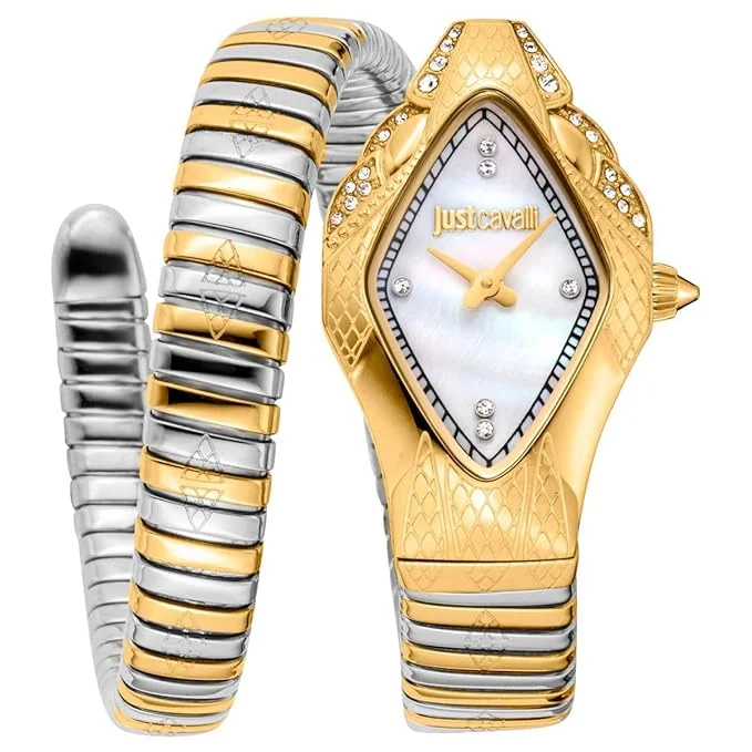 61mNacGjIaL._SX679_ Just Cavalli Women Watch, Rose Gold Color Case, Silver Dial, Two Tone Silver & Rose Gold Color Metal Bracelet, 2 Hands, 3 ATM - الصورة 1