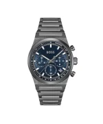 ⁦BOSS Candor Chrono Qtz Fashion Chrono Blue Round Dial Men's Watch|Ionic Plated Grey Steel Material|Grey Color Band - 1514223⁩ - الصورة ⁦3⁩