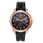 Maserati SFIDA Chronograph Black Dial Black Rubber Strap Watch For Men - R851123008