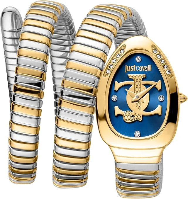 71lwooFkmwL._AC_SY679_ Just Cavalli Women's Snake // JC1L228M0075, Gold, Quartz Movement - الصورة 1