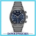 BOSS Candor Chrono Qtz Fashion Chrono Blue Round Dial Men's Watch|Ionic Plated Grey Steel Material|Grey Color Band - 1514223