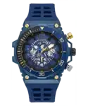 GUESS GW0443G1 Men's Quartz Analogue Watch with Silicone Strap, Blue/Black, One Size, Black Blue, One size