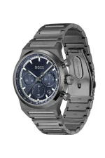 ⁦BOSS Candor Chrono Qtz Fashion Chrono Blue Round Dial Men's Watch|Ionic Plated Grey Steel Material|Grey Color Band - 1514223⁩ - الصورة ⁦5⁩