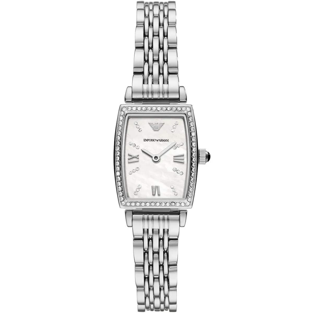 ar11405-emporio-armani-watch-square-women-crystals-white-dial-stainless-steel-metal-silver-strap-quartz-battery-analog-gianni-t-bar ساعة امبوريو ارماني للنساء AR11405 - الصورة 1