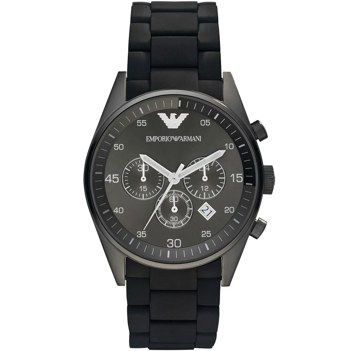 ar5889-emporio-armani-watch-men-gray-dial-stainless-steel-metal-rubber-black-strap-quartz-battery-analog-chronograph-tazio-large ساعة امبوريو ارماني للرجال AR5889 - الصورة 1