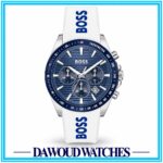 BOSS Strike Qtz Fashion Chrono Blue Round Dial Men's Watch|White Silicone Material|White Color Band - 1514238