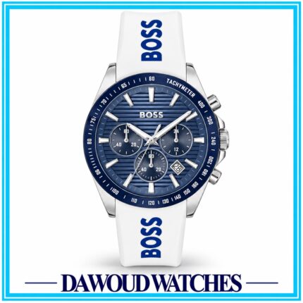 BOSS Strike Qtz Fashion Chrono Blue Round Dial Men's Watch|White Silicone Material|White Color Band - 1514238
