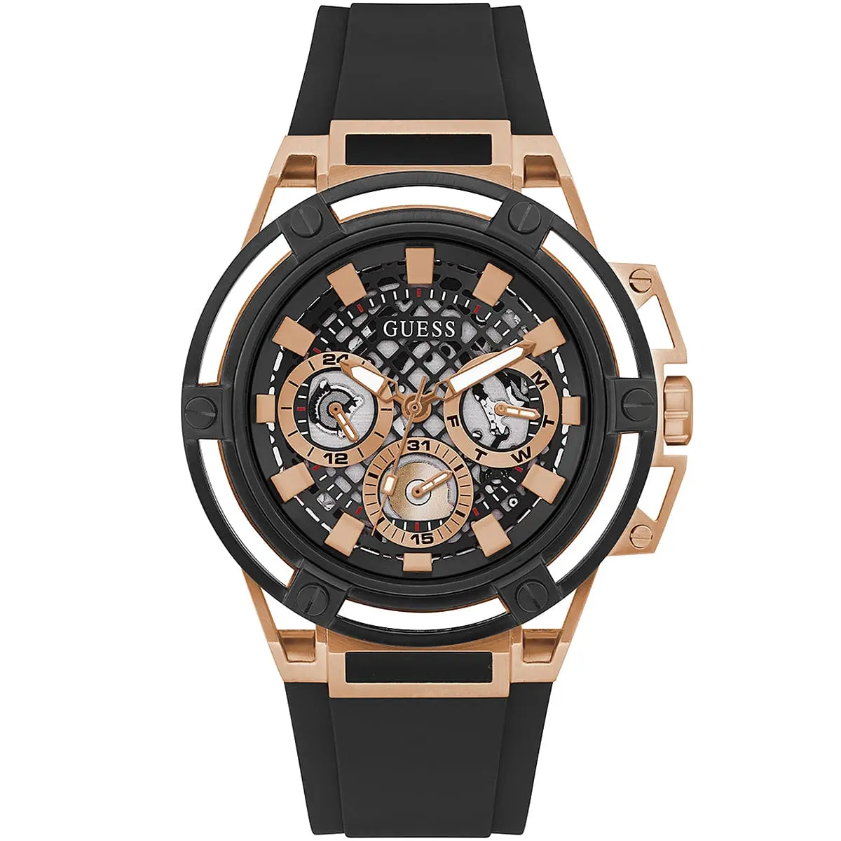 gw0423g5-guess-watch-men-black-dial-rubber-strap-quartz-battery-analog-matrix ساعة جيس للرجال GW0423G5 - الصورة 1