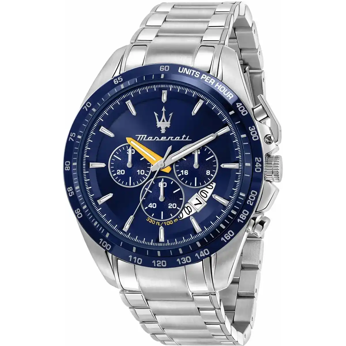 special pack original maserati watch silver metal strap modena edition chronograph blue dial 45mm egypt