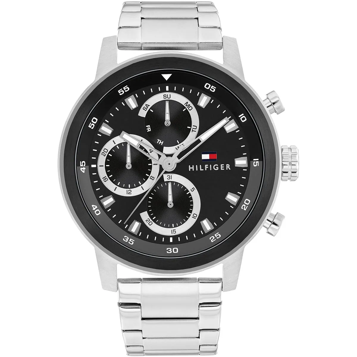 1792181-tommy-hilfiger-watch-men-black-dial-metal-stainless-steel-silver-strap-quartz-analog-rocky ساعة تومي هيلفيغر للرجال 1792181 - Image 1