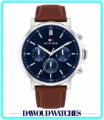 TOMMY HILFIGER MEN'S NAVY DIAL BROWN LEATHER WATCH - 1710585