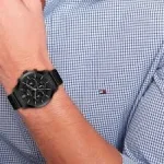 TOMMY HILFIGER MEN'S BLACK DIAL IONIC PLATED BLACK STEEL BRACELET WATCH - 1710685 - Image 3