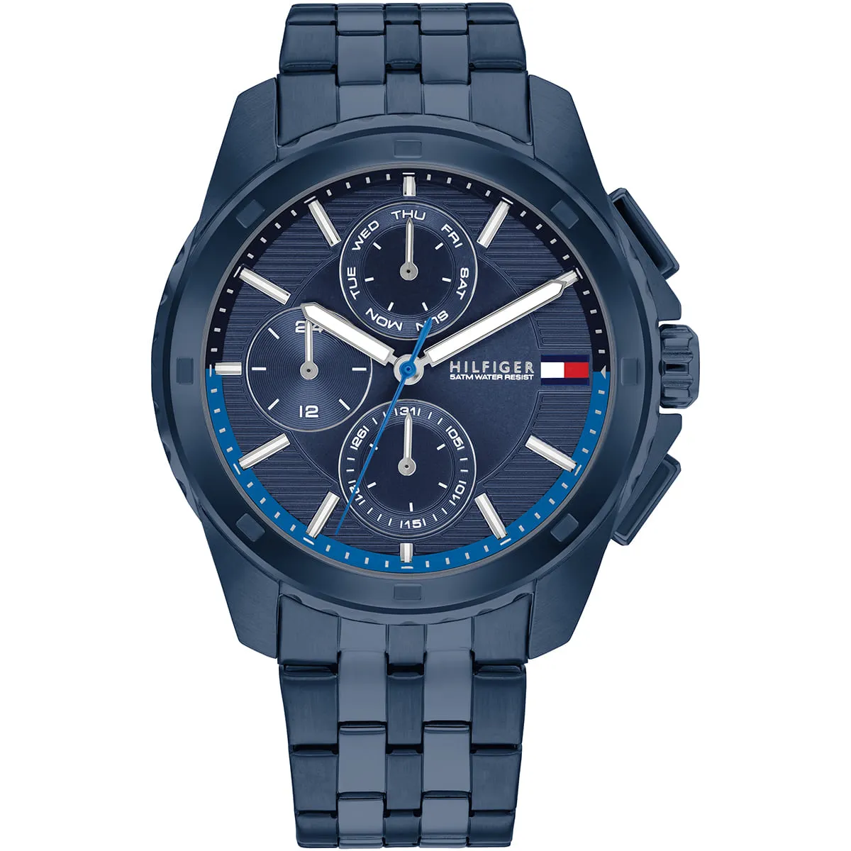 1710622 tommy hilfiger watch 5atm water resist men navy dial metal stainless steel blue strap quartz analog walker