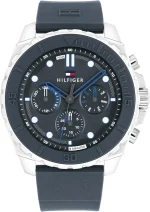 Tommy Hilfiger 1710687 Men's Multifunction Analogue Quartz Watch with Silicone Strap Storm Blue
